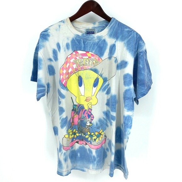 Vintage 1996 LOONEY TUNES Tweety Bird Rap T Shirt‎ Hippie XL Freeze OVP Tie Dye